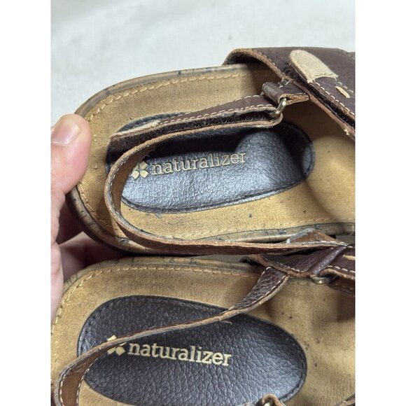 NATURALIZER Brown Leather Strappy Sandals Lot Of 2 Comfort Summer Size 10 READ - Picture 14 of 16